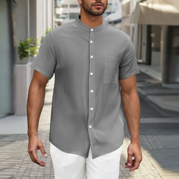 lmcalzta Mens Short Sleeve Dress Shirts Stretch Casual Button down Shirts Solid Formal Shirts Tops