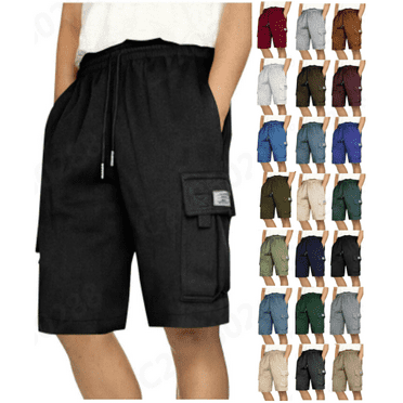 lmcalzta Mens Shorts Casual Drawstring Elastic Waist Running Workout Gym Shorts with Multi Pockets