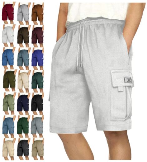 lmcalzta Mens Shorts Casual Drawstring Elastic Waist Running Workout Gym Shorts with Multi Pockets