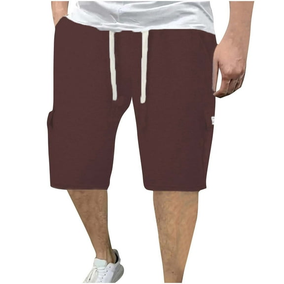 lmcalzta Mens Shorts Elastic Waisted Drawstring Lightweight Baggy Summer Casual Knee-Length Shorts with Pockets