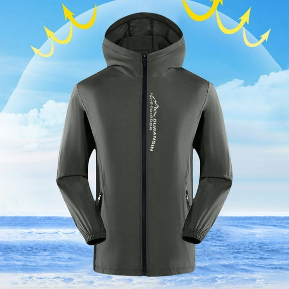 lmcalzta Mens Summer Light Sun Protection Hoodie Jackets Zip up Upf 50+ Long Sleeve Shirts for Hiking Fishing