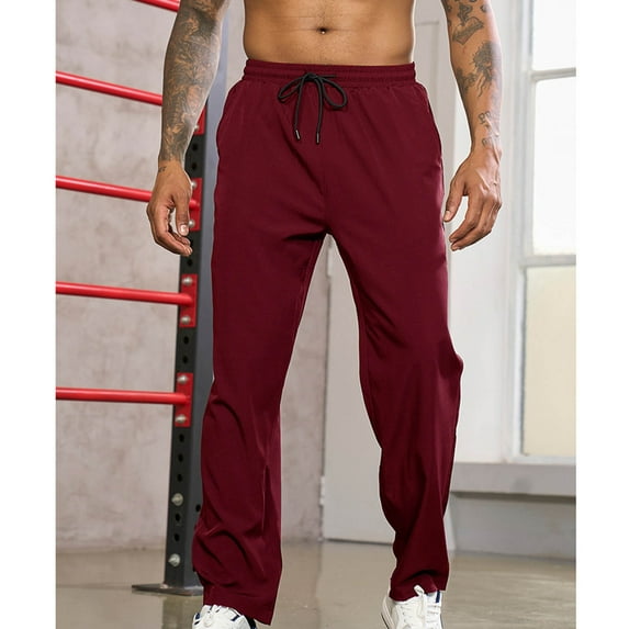 lmcalzta Mens Sweatpants Drawstring Elastic Waist Outdoor Pants with Pockets Athletic Gym Workout Running Trousers