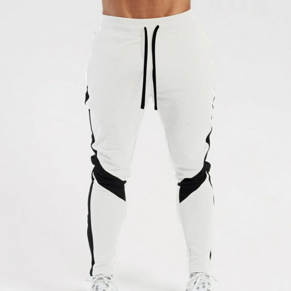 lmcalzta Mens Sweatpants Drawstring Elastic Waisted Slim Fitted Active Athletic Gym Workout Pants With Pockets Casual Stretch Basketball Trousers