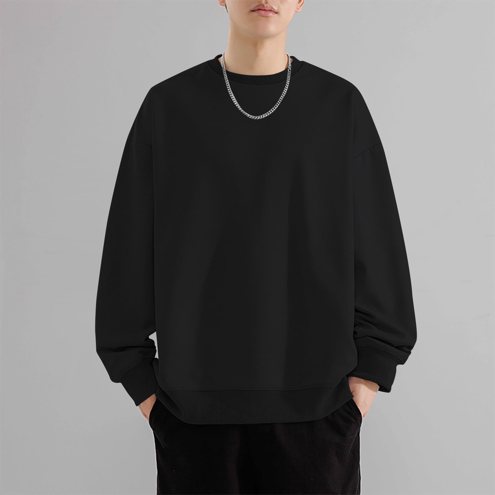 Mens Sweatshirts Crew Neck Lightweight Casual Pullover Fall Winter Classic Athletic Gym Workout Long Sleeve Tops