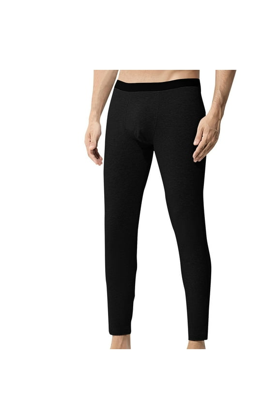 Mens Thermal Underwear Bottom Pants Heavyweight Cotton Long John Fleece Lined Pants