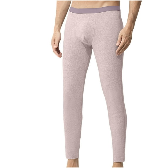 lmcalzta Mens Thermal Underwear Bottom Pants Heavyweight Cotton Long John Fleece Lined Pants