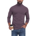 thumbnail image 1 of lmcalzta Mens Turtleneck Shirts Long Sleeve Cotton Pullover Sweaters Mock Neck Knitted T-Shirt Basic Slim Fitted Tops, 1 of 9