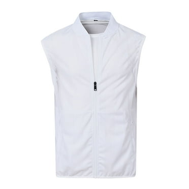 lmcalzta Mens Vest Jackets Zip up Lightweight Solid Color Jackets with Multi Pockets Outdoor Workout Vest Cardigan