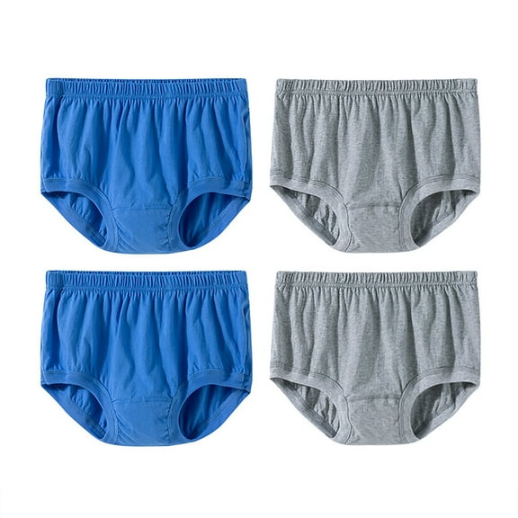 lmcalzta Mens Womens Cotton Underwear Breathable High Waist Plus Size Comfy 4 Pack Briefs Panties(L-4XL)