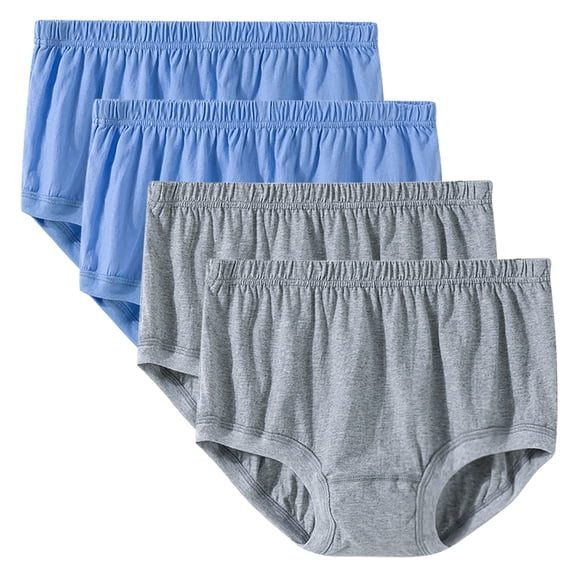 lmcalzta Mens Womens Cotton Underwear Breathable High Waist Plus Size Comfy 4 Pack Briefs Panties(L-4XL)
