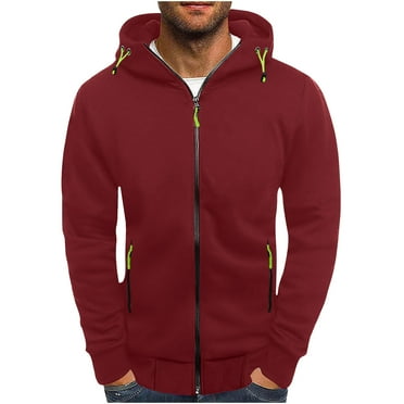lmcalzta Mens Zip up Hoodies Fleece Solid Color Sweatshirts with Zip Pockets Fall Winter Trendy Causal Jackets