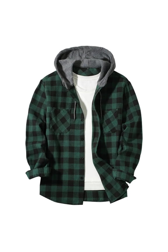 Hoodies for Men Flannel Shirts Button down Casual Plaid Jackets for Men Long Sleeve Stylish with Pockets