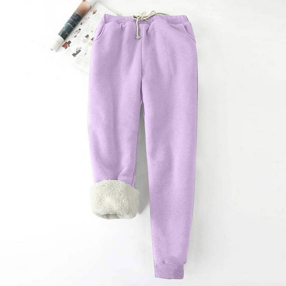 lmcalzta Oversized Joggers for Women Fleece Lined Drawstring Waisted Fall Winter Warm Pants with Pockets Outdoor Casual Solid Color Wokrout Trousers