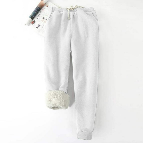 lmcalzta Oversized Joggers for Women Fleece Lined Drawstring Waisted Fall Winter Warm Pants with Pockets Outdoor Casual Solid Color Wokrout Trousers