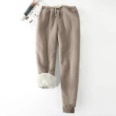 lmcalzta Oversized Joggers for Women Fleece Lined Drawstring Waisted Fall Winter Warm Pants with Pockets Outdoor Casual Solid Color Wokrout Trousers