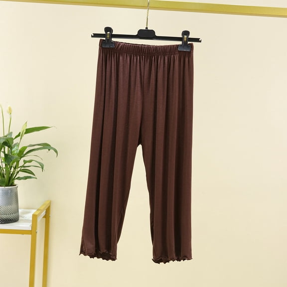 lmcalzta Pajama Capri Pants Loungewear Sleepwear Homewear Nightwear Comfy Stretch Lightweight Modal Bottom Pants