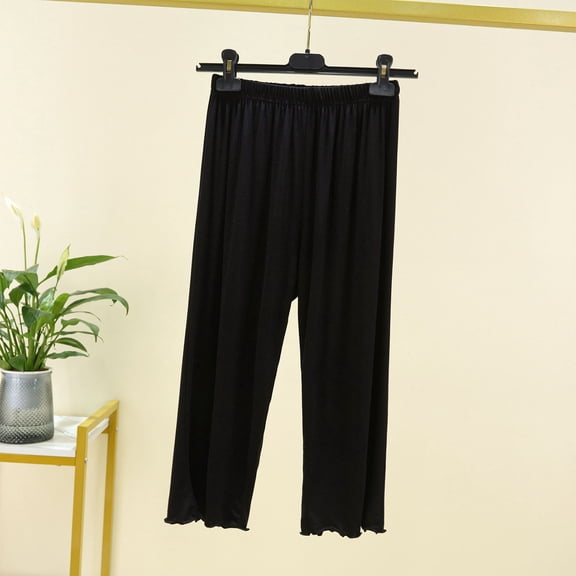 lmcalzta Pajama Capri Pants Loungewear Sleepwear Homewear Nightwear Comfy Stretch Lightweight Modal Bottom Pants