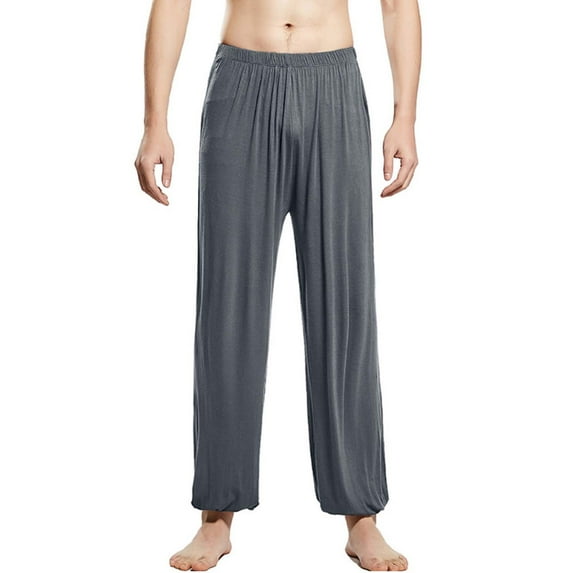 lmcalzta Pajama Pants for Men Elasti Waisted Lounge Joggers Loose Stretch Lightweight Sleep Trousers
