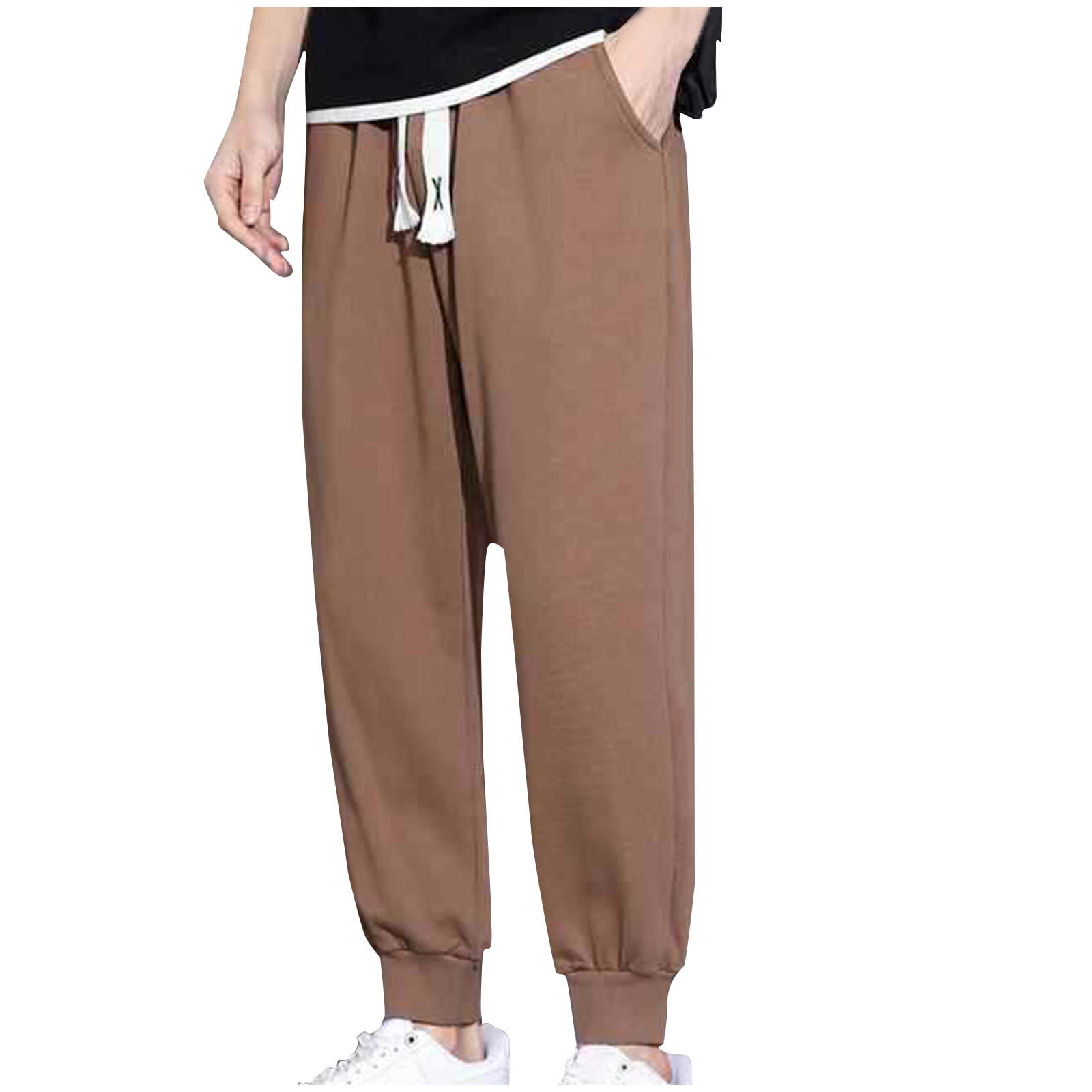 lmcalzta Plus Size Joggers for Men Drawstring Elastic Waisted Relaxed Fitted Trousers with Pockets Fall Fashion Casual Pants Walmart