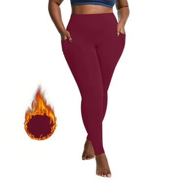 lmcalzta Plus Size Leggings for Women High Waist Fleece Slim Fitted Quick Drying Comfy Gym Pants with Pockets