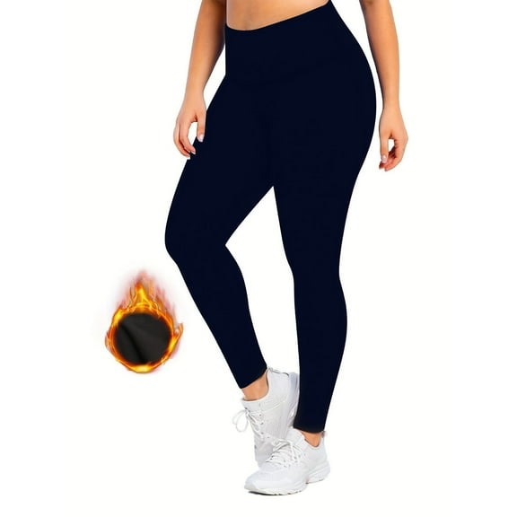 lmcalzta Plus Size Leggings for Women High Waisted Stretch Warm Fleece Lined Trousers Fall Winter Comfy Casual Workout Yoga Pants