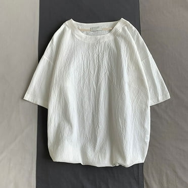lmcalzta Plus Size Men T Shirts Crewneck Loose Fitted T-Shirt Casual Solid Color Cotton Tees Tops