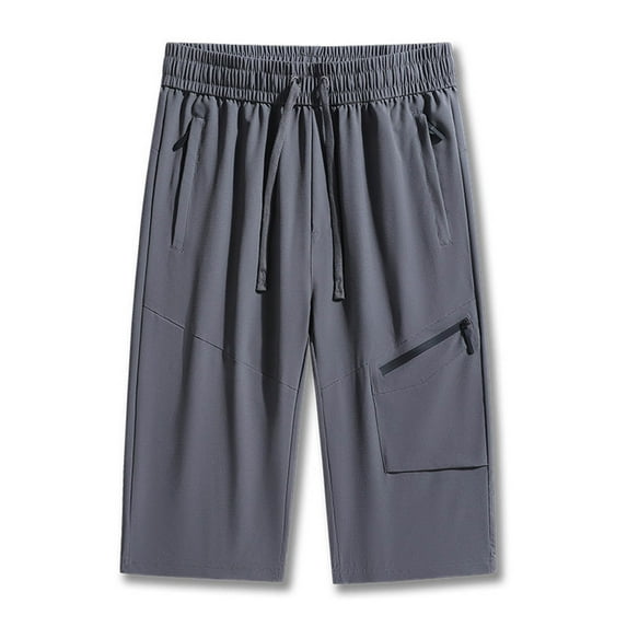lmcalzta Plus Size Mens Capri Pants Quick Drying Hiking Sweatpants Stretchy Lightweight Running Trousers with Zipper Pockets,L-5XL