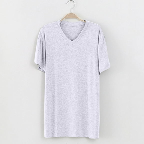 lmcalzta Plus Size Mens Nightshirts Short Sleeve Comfy Soft Loungewear V Neck Modal Nightwear Stretch Shirts