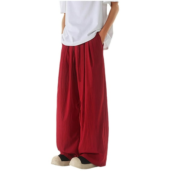 lmcalzta Plus Size Mens Pants Wide Leg Loose Fitted Casual Lightweight Quick Drying Flowy Lounge Trousers(M-5XL)