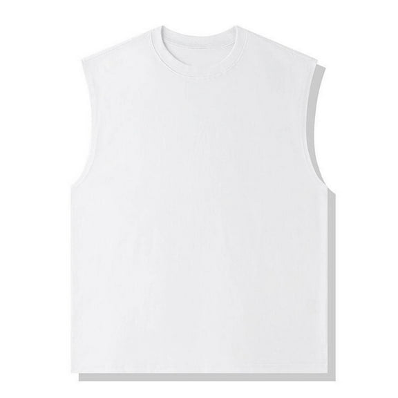 lmcalzta Plus Size Mens Summer Tank Tops Crew Neck Cotton Sleeveless Undershirts Trendy Comfy Basic Tees