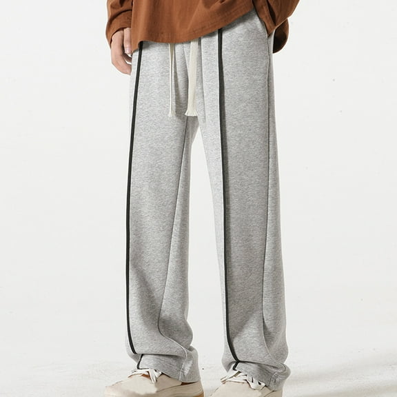 lmcalzta Plus Size Sweatpants for Men Fleece Lined Drawstring Elastic Waist Workout Running Trousers with Pockets(M-4XL)