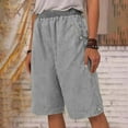 thumbnail image 1 of lmcalzta Plus Size Womens Capris Pants Elastic High Waist Loose Summer Linen Shorts Beach Casual, 1 of 6
