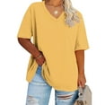 thumbnail image 1 of lmcalzta Plus Size Womens T Shirts V Neck Loose Fitting Comfy Tees Oversized Summer Casual Workout Athletic Tshirts, 1 of 1