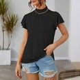 thumbnail image 1 of lmcalzta Plus Size Womens Tops T Shirts Ruffle Short Sleeve Mock Neck Tshirts Summer Causal Comfy Tee Blouses, 1 of 4