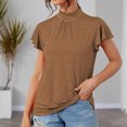 thumbnail image 1 of lmcalzta Plus Size Womens Tops T Shirts Ruffle Short Sleeve Mock Neck Tshirts Summer Causal Comfy Tee Blouses, 1 of 4
