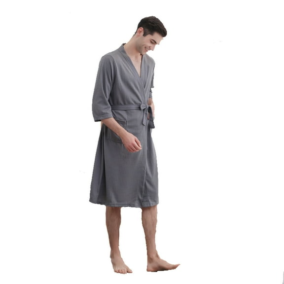 lmcalzta Robe for Men Lightweight Soft Bathrobe Sleepwear Loungewear with Pockets