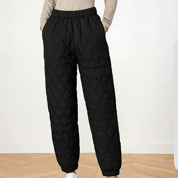 lmcalzta Snow Pants for Women Winter Windproof down Pants Warm Outdoor Ski Pants Padded Loose Ultralight Warm Trousers
