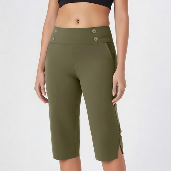 lmcalzta Capri Pants for Women Stretch High Waisted Crop Office Work Pants Summer Casual Capris Slacks Yoga Dress Pant