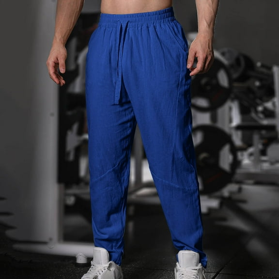 lmcalzta Sweatpants for Men Drawstring Lightweight Cotton Line Pants with Pocket for Casual Athletic