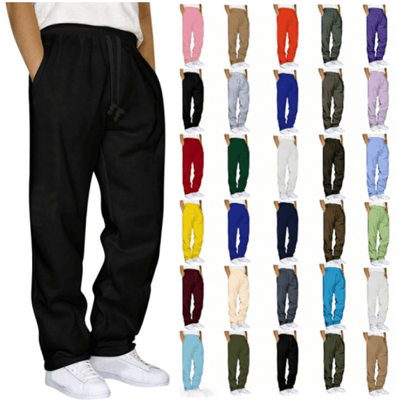 lmcalzta Sweatpants for Men Fleece Lined Drawstring Elastic Waisted Workout Gym Running Pants with Pockets