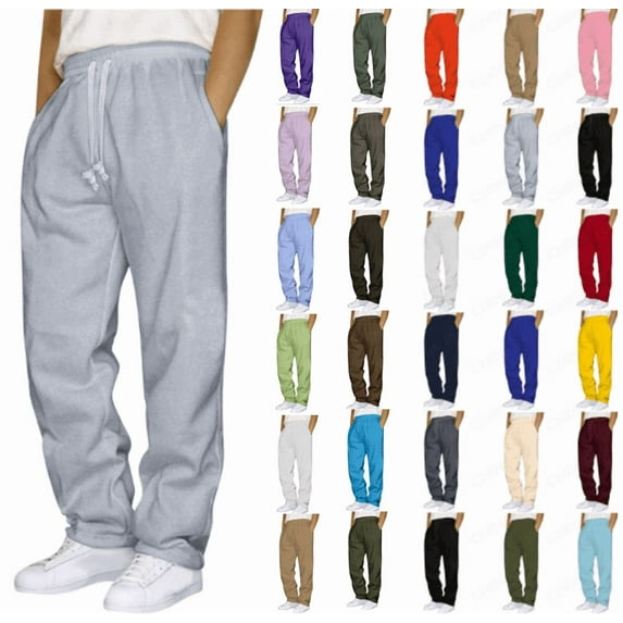 lmcalzta Sweatpants for Men Fleece Lined Drawstring Elastic Waisted Workout Gym Running Pants with Pockets