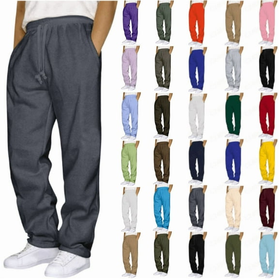 lmcalzta Sweatpants for Men Fleece Lined Drawstring Elastic Waisted Workout Gym Running Pants with Pockets
