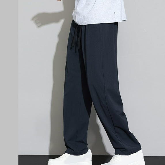 lmcalzta Sweatpants for Men Lightweight Elastic Waist Pants with Pockets Drawstring Athletic Hiking Casual Travel Trousers