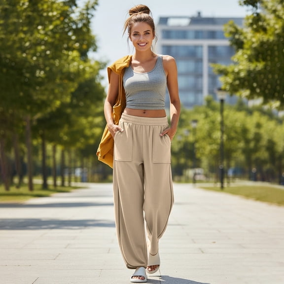 lmcalzta Sweatpants for Women High Waisted Comfy Stretch Casual Joggers with Pockets for Workout Running Athletic