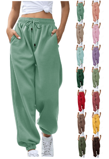 Sweatpants for Women Trendy Drawstring High Waisted Loose Joggers with Pockets Fall Winter Comfy Fleece Workout Gym Running Trousers