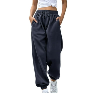 lmcalzta Sweatpants for Women Trendy Drawstring High Waisted Loose Joggers with Pockets Fall Winter Comfy Fleece Workout Gym Running Trousers