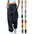 thumbnail image 1 of lmcalzta Sweatpants for Women Trendy Drawstring High Waisted Loose Joggers with Pockets Fall Winter Comfy Fleece Workout Gym Running Trousers, 1 of 6