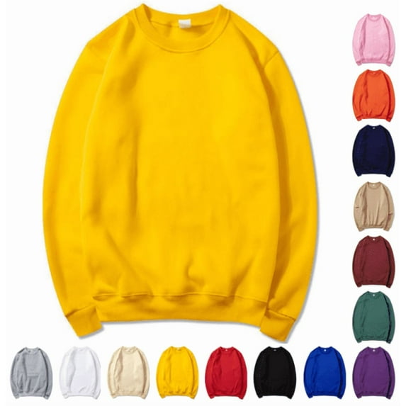lmcalzta Sweatshirts for Men Crew Neck Lightweight Gym Workout Pullover Fall Winter Solid Color Casual Loose Basic Athletic Sweatshirt