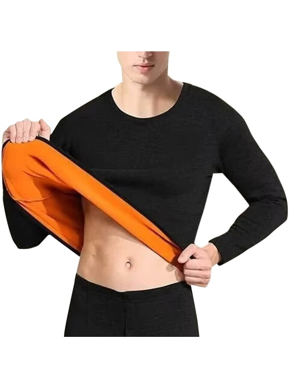 Thermal Shirts for Men Long Johns Shirts with Fleece Lined Long Sleeve Thermal Tops for Men Winter