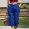 thumbnail image 1 of lmcalzta Wide Leg Capri Pants Women Drawstring Elastic High Waisted Casual 3/4 Length Pants with Pockets, 1 of 8